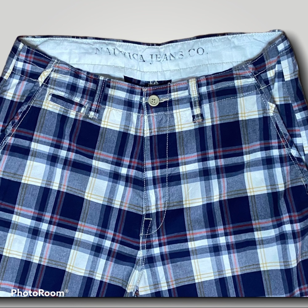 Nautica Jean Co. Blue, White, Red, & Yellow Plaid Bermuda Shorts - Picture 8 of 16